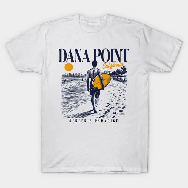 Vintage Surfing Dana Point, California // Retro Surfer Sketch // Surfer's Paradise T-Shirt by Now Boarding
